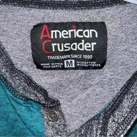 American crusader men’s T-shirt size M 2 tones front pocket short sleeves - Picture 3 of 3